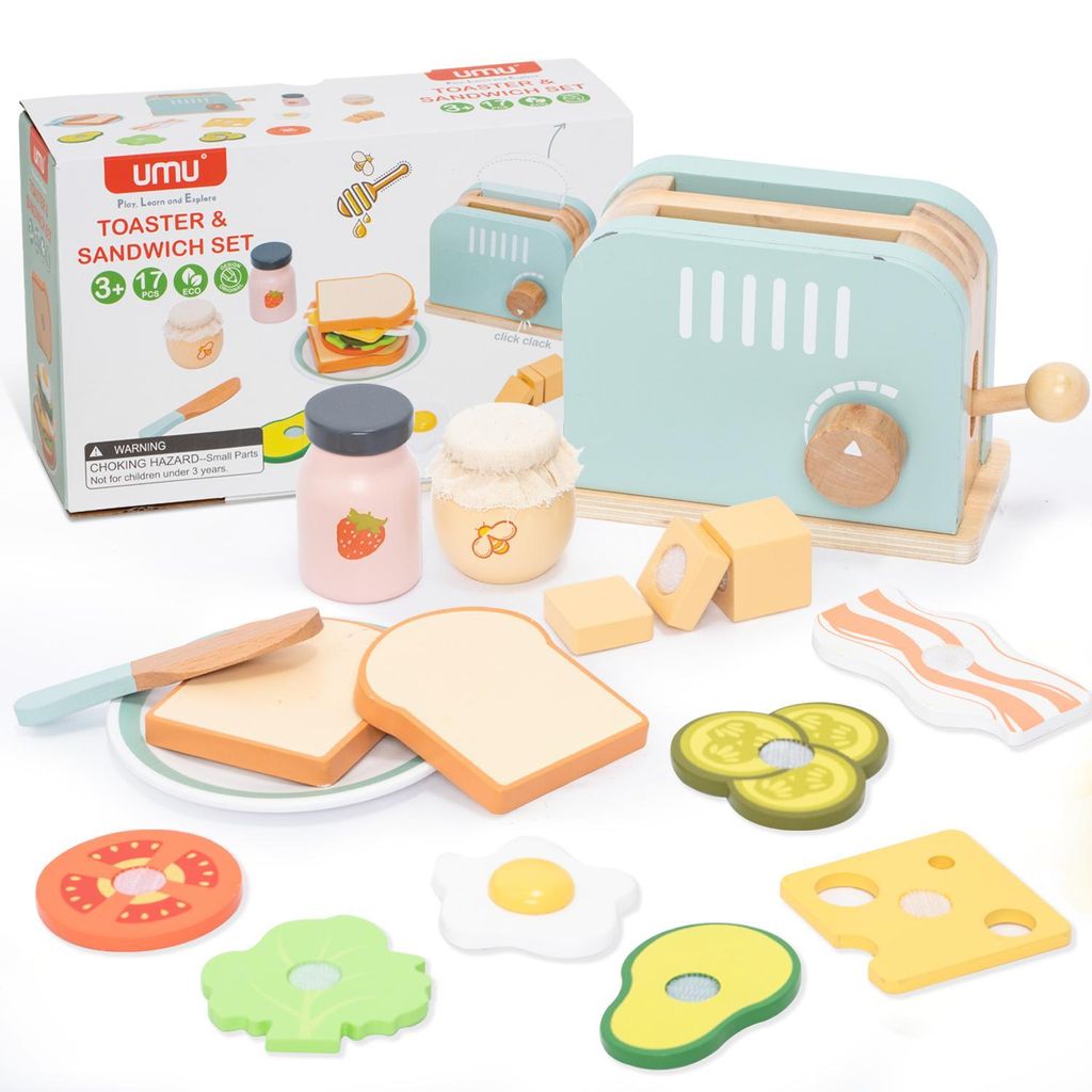 Spielküche Kinderküche Zubehör Holz, 33 St. Geschirrset mit Tassen, Spielküche