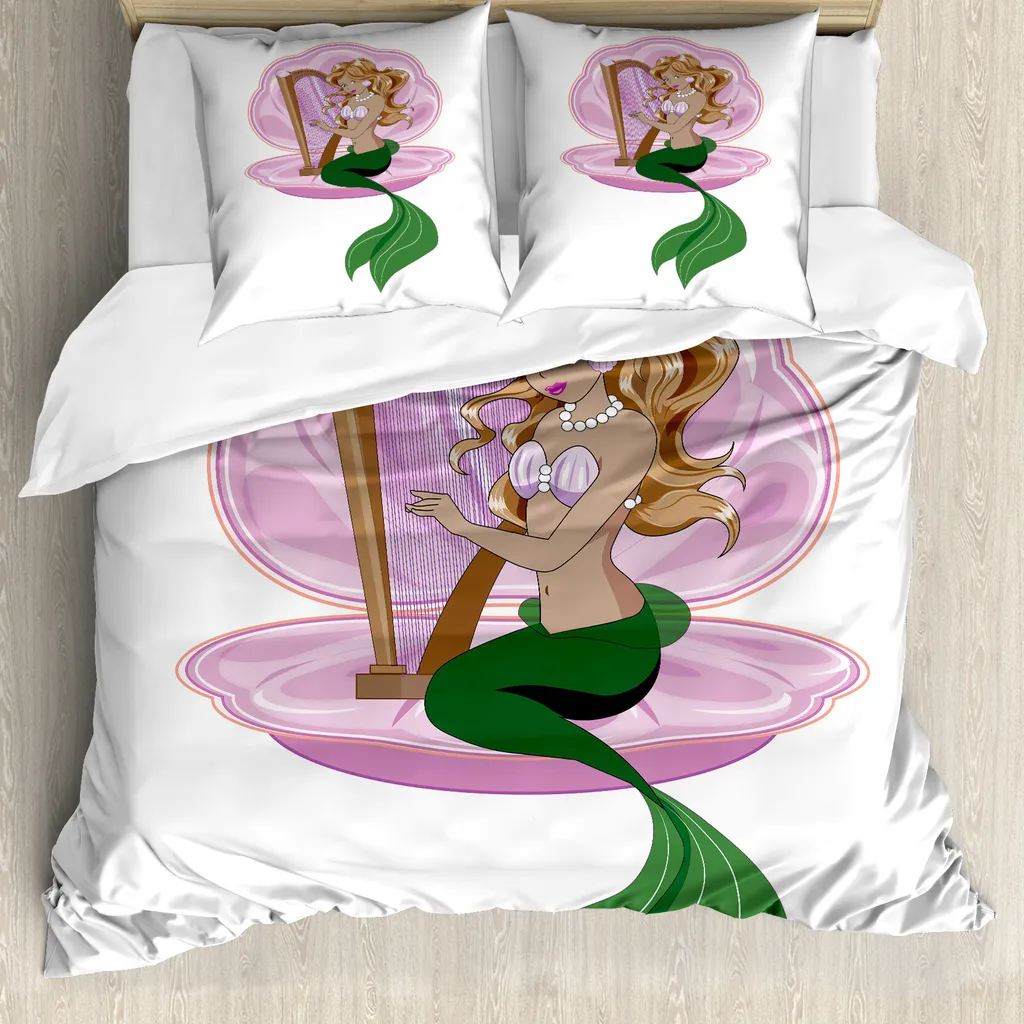 Copripiumino Sirena ABAKUHAUS 155x220 cm Rosa-Verde | Biancheria Antiacaro