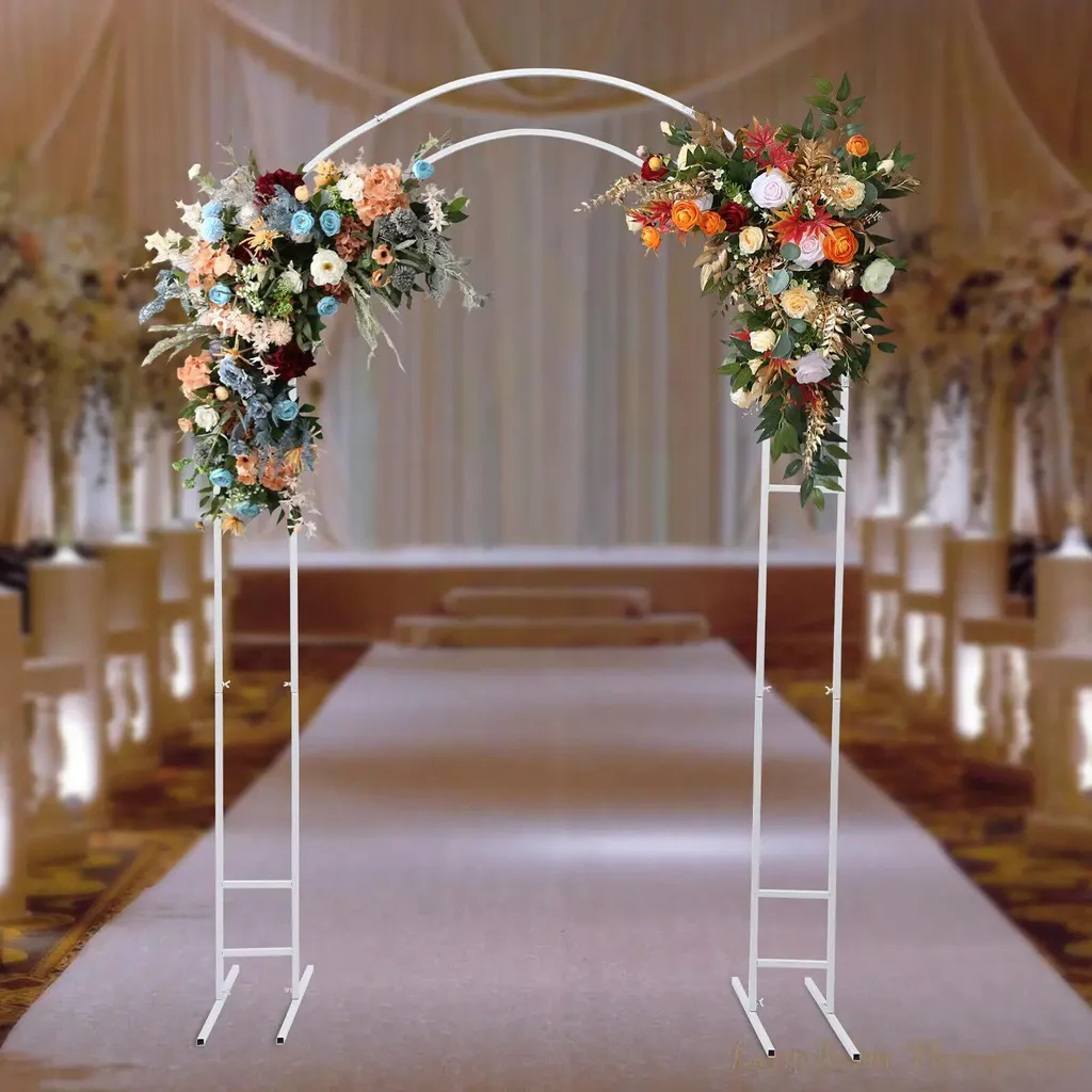 Support backdrop blanc en métal pour décoration d'arche de mariage - 4