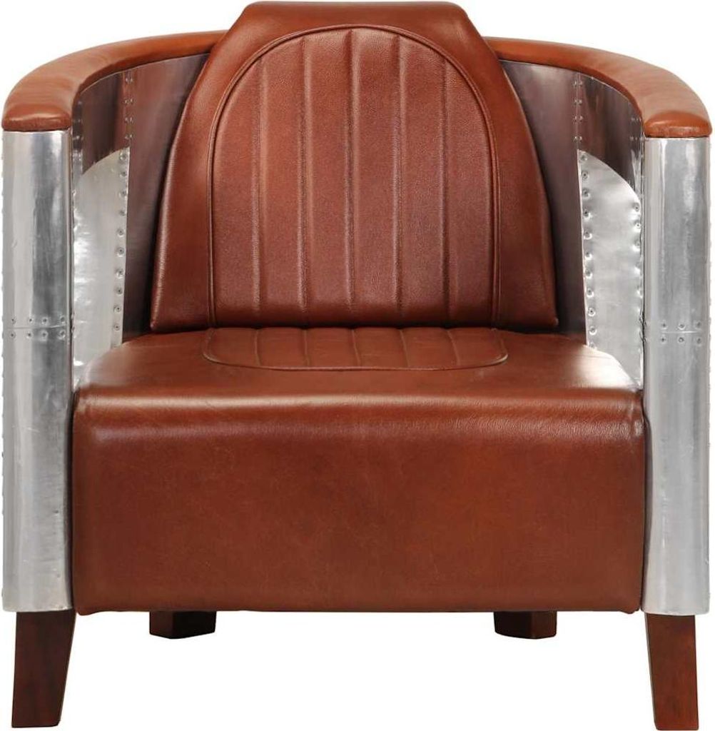 vidaXL Fliegersessel Braun Echtleder