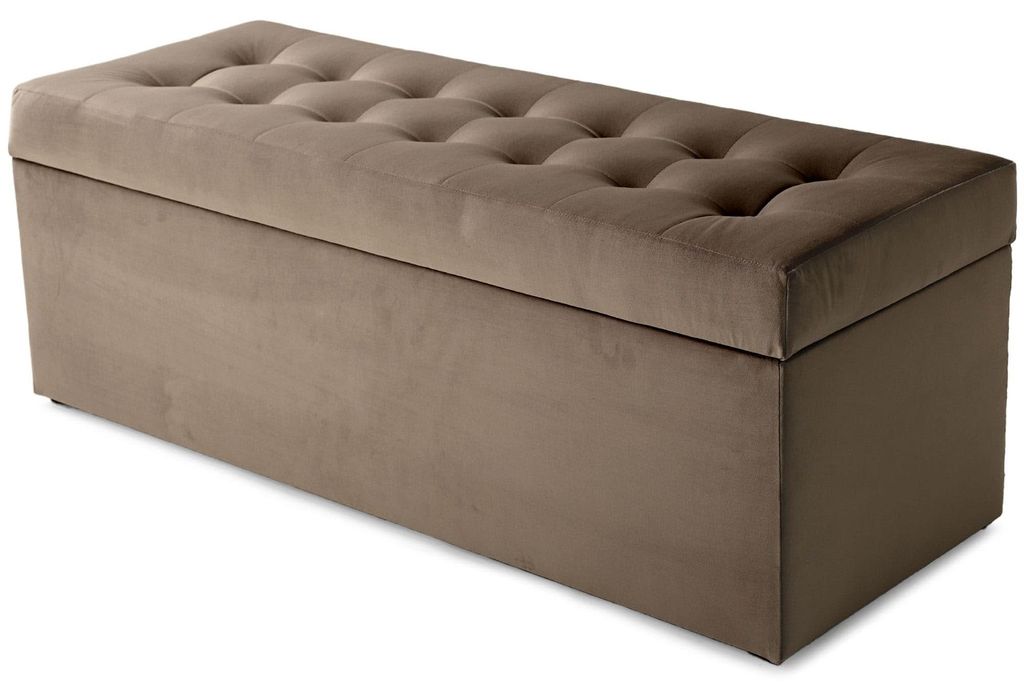 MG Design, hnedý čalúnený taburet, 45x120 cm - s úložným Obrázok produktu 