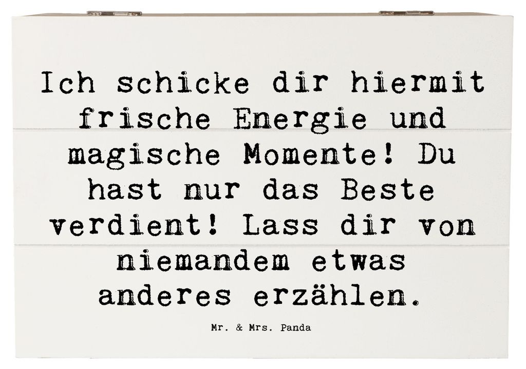 Mr. & Mrs. Panda Box Spruch Freude und Energie 22 x 15 cm - Weiß - Geschenk, schenken, fotobox, schmuckbox, Zitat, Glück, Motivation, Magie der, ...