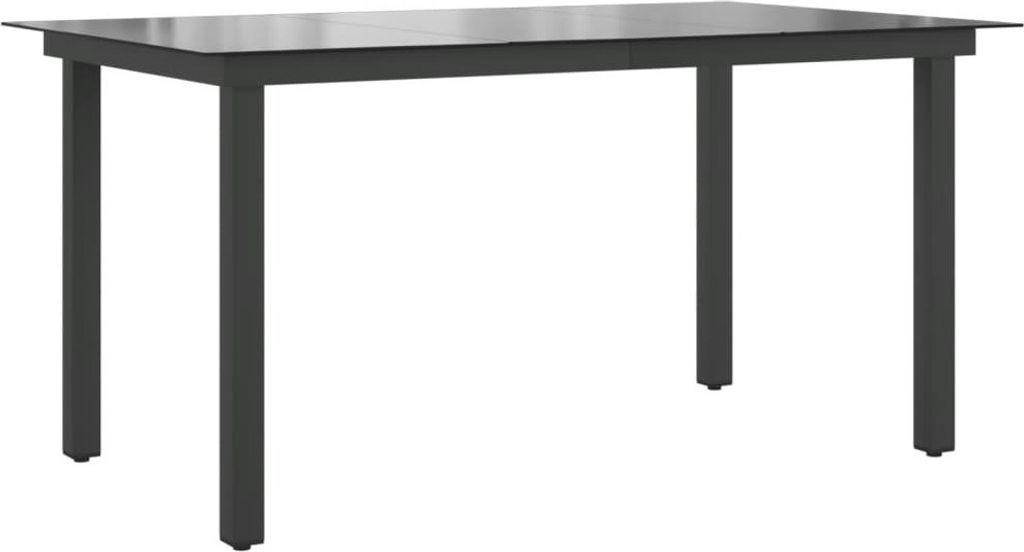 vidaXL Záhradný stôl čierny 150x90x74 cm Hliník a sklo Obrázok produktu 