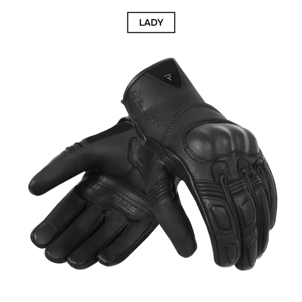 Gants de Moto en Cuir Noir pour Femme Rebelhorn Thug II Lady DXS