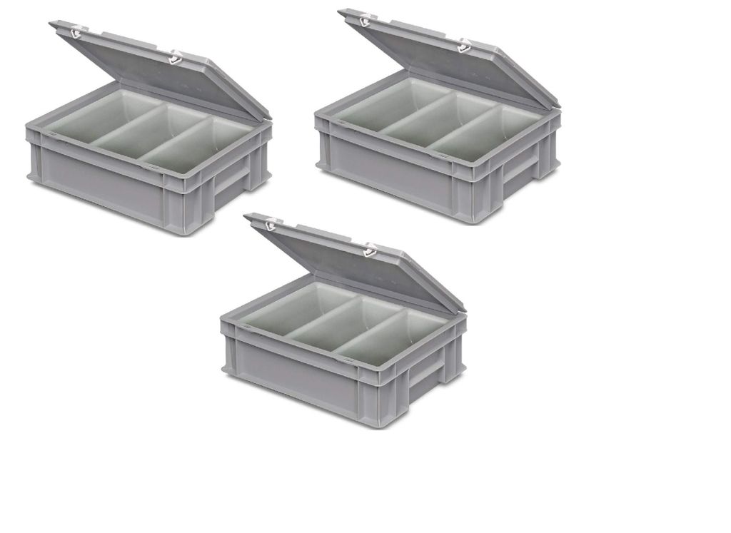 3x Besteckkasten mit 3-Mulden Besteckeinsatz, LxBxH Produktbild 