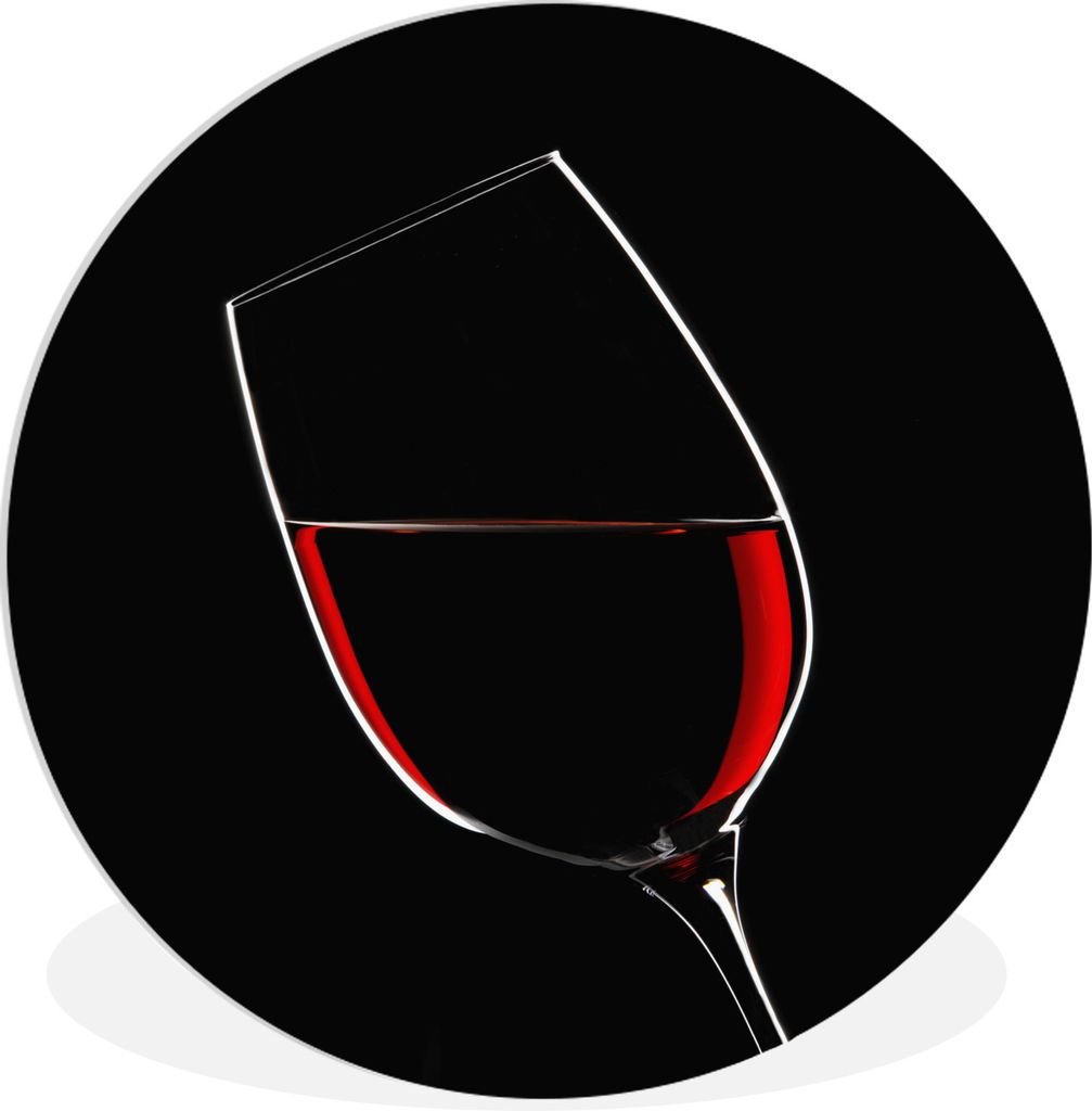 MuchoWow Rundes Wandbild - Runde Bilder Rotwein auf schwarzem Hintergrund Ø 30 cm Kreis Wanddekoration Kunststoff - Wandkreis - Wandschmuck - Sc...