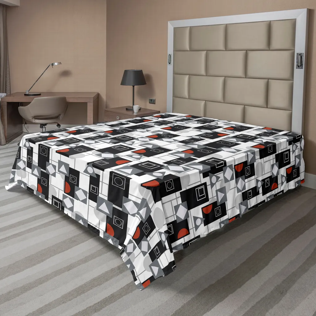 Drap de lit décoratif Géométrique Gris pour chambre moderne 275x260cm