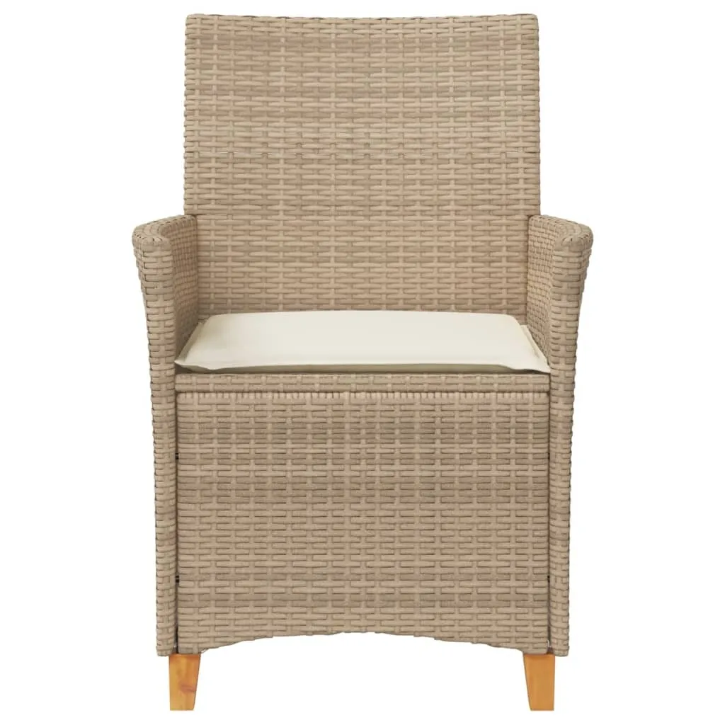 Chaises jardin poly rotin beige avec coussins confortables - Set 2 - 5