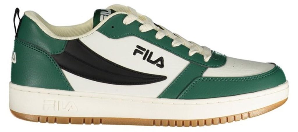 Weißer Herrensportschuh mit grünen Details und herausnehmbarem Fußbett