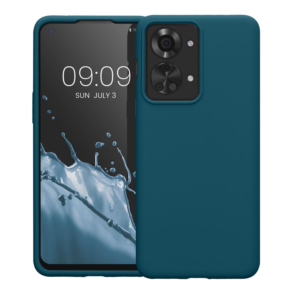 kwmobile Hülle kompatibel mit OnePlus Nord 2T 5G Hülle - Silikon Handy Case - Handyhülle weiche Oberfläche - kabelloses Laden - Petrol matt
