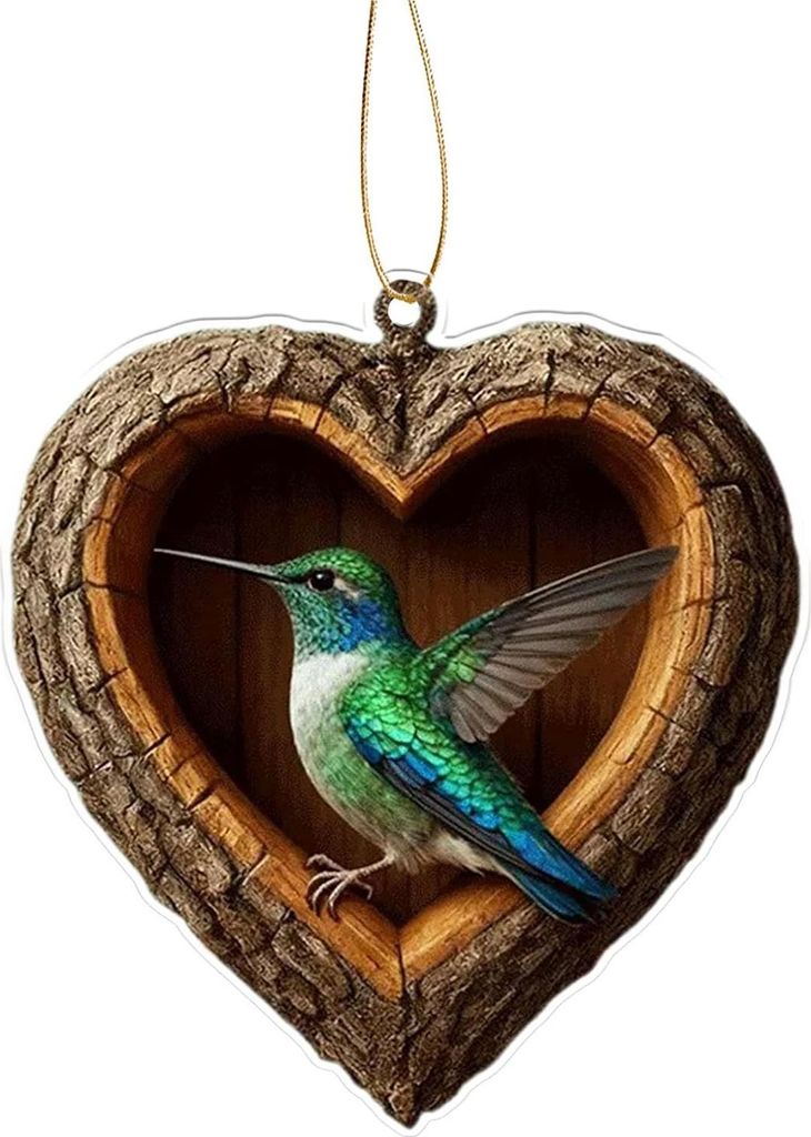 Herzförmiger Tier-Weihnachtsbaumschmuck, 2D-Acryl-Waldtier-Dekoration, Waldtier-Anhänger für den Weihnachtsbaum, Geschenk für Tierliebhaber