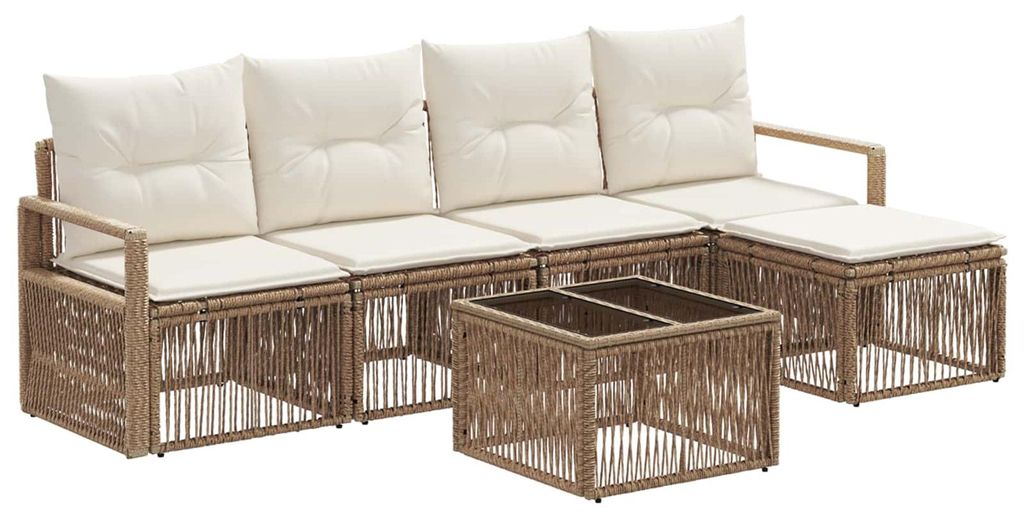 Gartensofa-set 6 pcs Beige Poly-Rattan