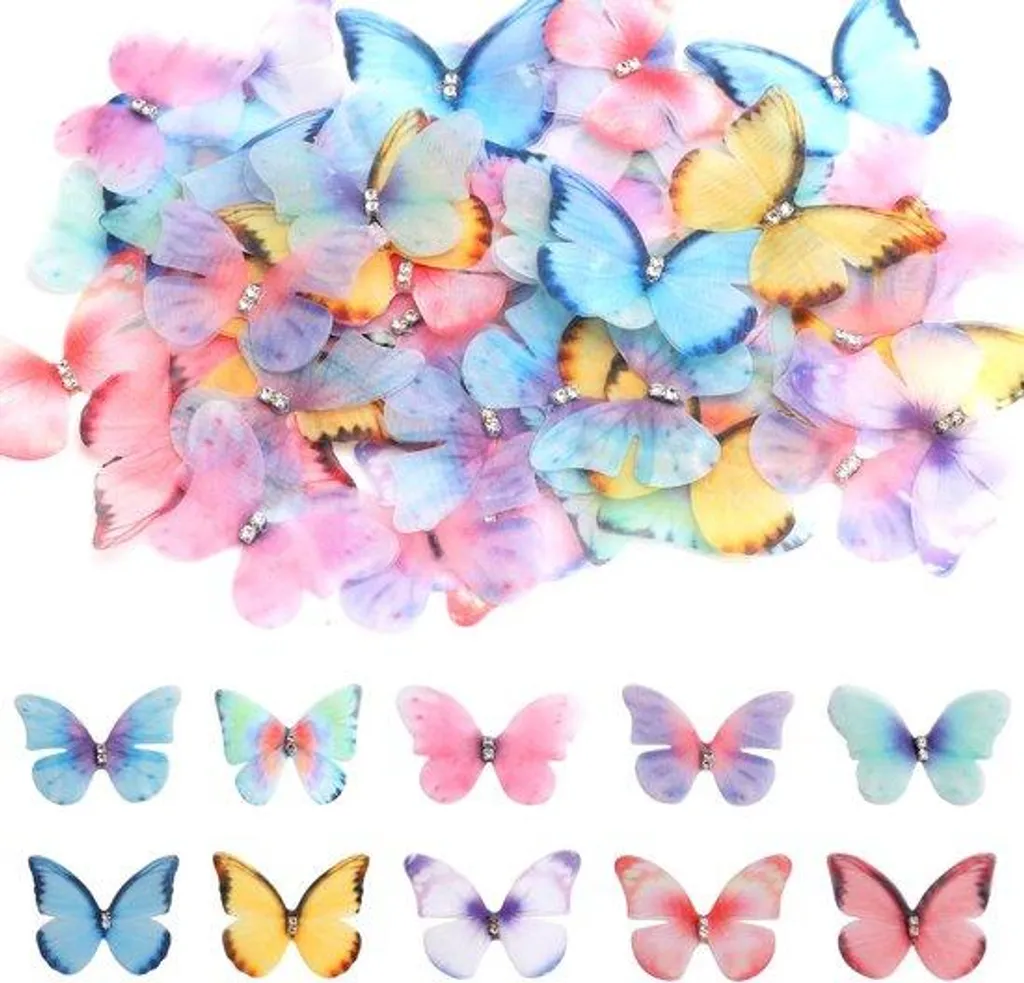Lot de 60 papillons translucides 3D pour décoration murale et fête
