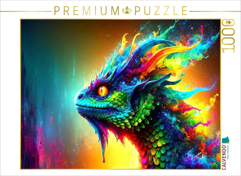 CALVENDO Puzzle Basilisk: Farbenvielfalt der Mythen | 1000 Teile Lege-Größe 64x48cm Foto-Puzzle für glückliche Stunden