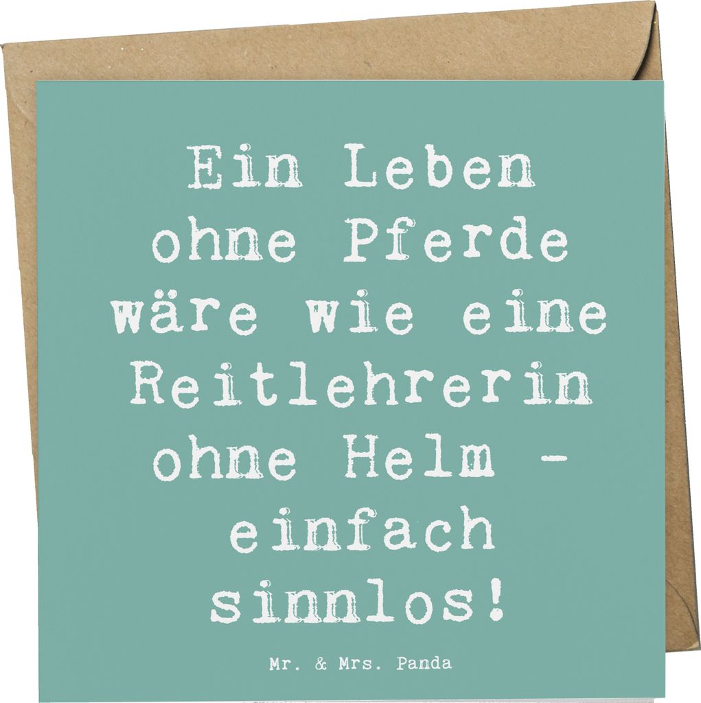Mr. & Mrs. Panda Glückwunschkarte Spruch Reitlehrerin ohne Pferd - Meeresbrise - Geschenk, doppelkarte, Pferde, faltkarte, anlasskarte, Berufe, He...