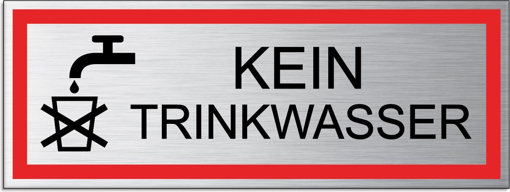 Schild Kein Trinkwasser | Selbstklebend | Material Aluminium | wetterfester Mehrfarbdruck | 175 x 65 mm