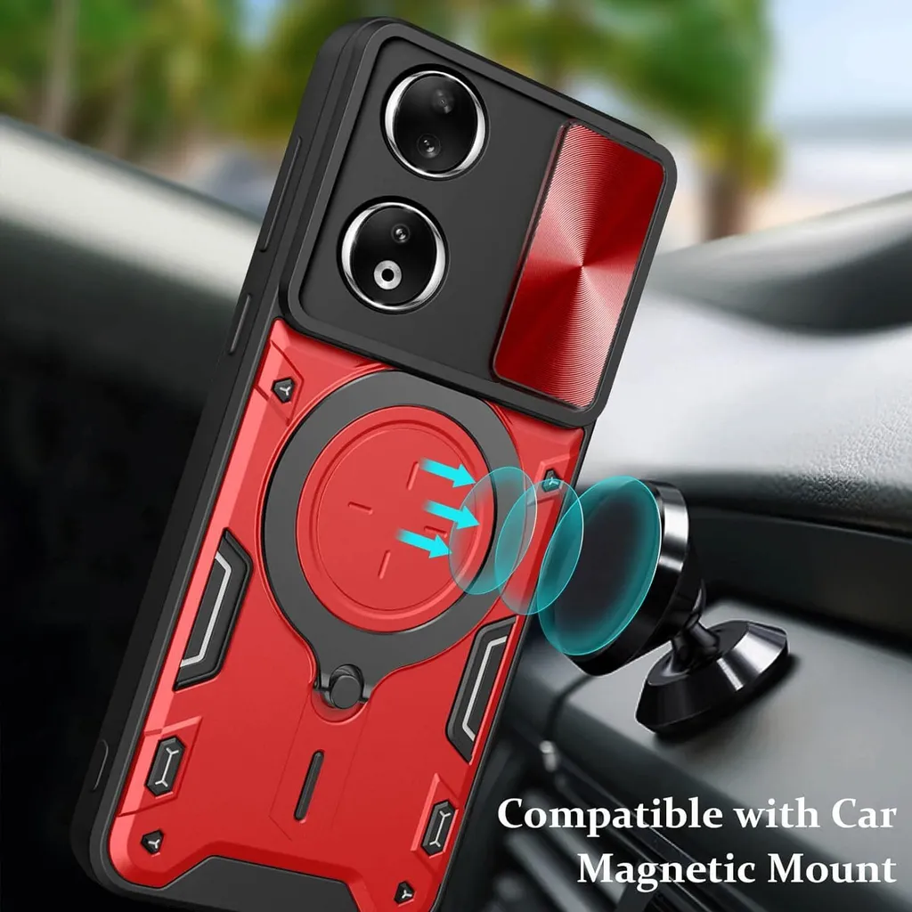 WBWONE Cover per Honor 90, TPU Silicone e PC Antiurto Custodia con Girevole Anello, Traslucido Glassato Anti-impronta Protettiva Case, Nero