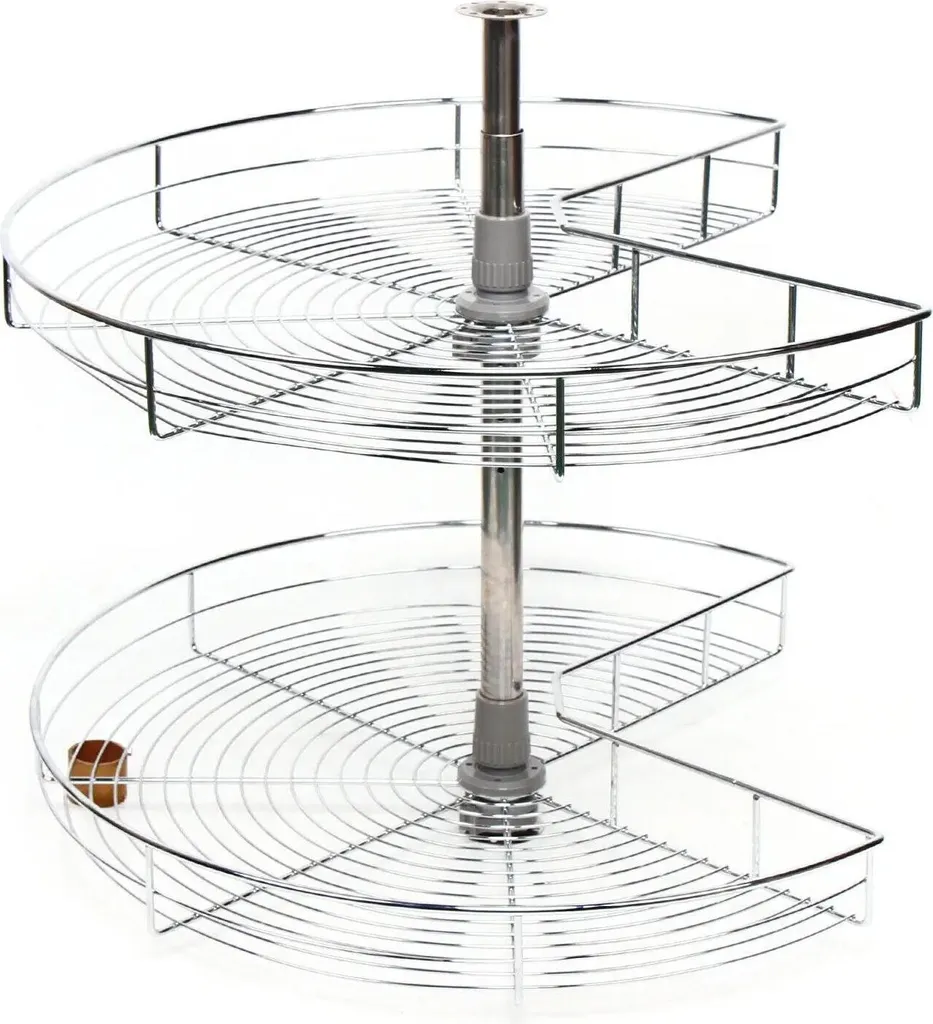 Panier tournant pour meuble bas de cuisine d'angle en fer argent