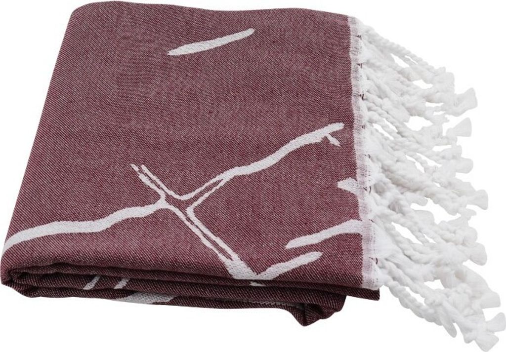 Hamamtuch als Strandtuch Badetuch "Marmor" bordeaux