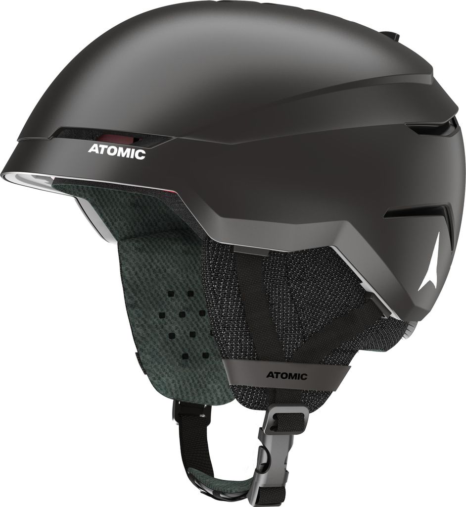 A black ski and snowboard helmet.