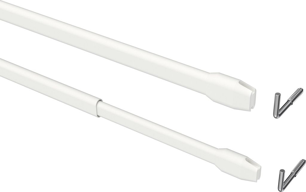 Interdeco Vitragestangen / ausziehbare Scheibenstangen Weiß, Typ Geno, 80-140 cm, Pack. 8 Stück