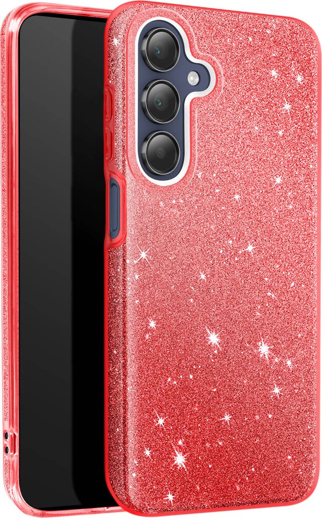Avizar, Glitzernde Hülle für Samsung Galaxy A15 Silikon Ultra dünn, Rot