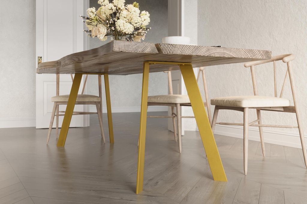 2er Set Tischbeine Tischgestell Tischkufen Tischfüße | 80x72cm Gold Flachstahl 80x10mm | für Esstisch Schreibtisch Stahl Industrial Metall