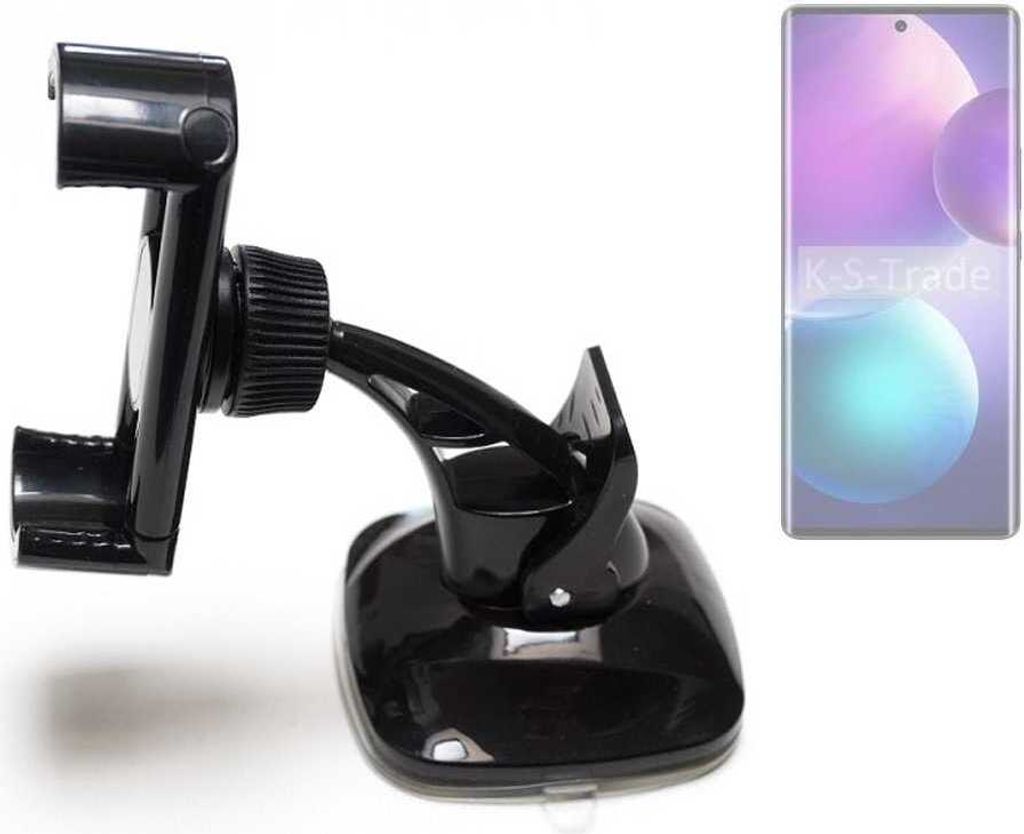 K-S-Trade kompakte Handy-Halterung Windschutzscheibe kompatibel mit Infinix Zero 40 4G Armaturenbrett schwarz Autohalterung KFZ Halter