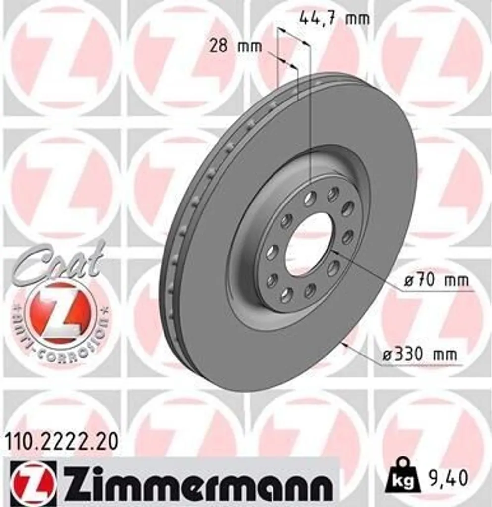 Disque de Frein Zimmermann Coat Z Anticorrosion pour Stelvio et Giulia