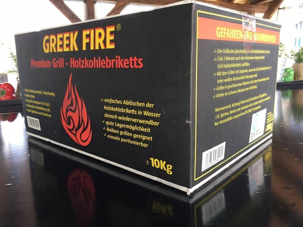 GREEK FIRE Premium Grill Holzkohlebriketts 10 kg Produktbild 