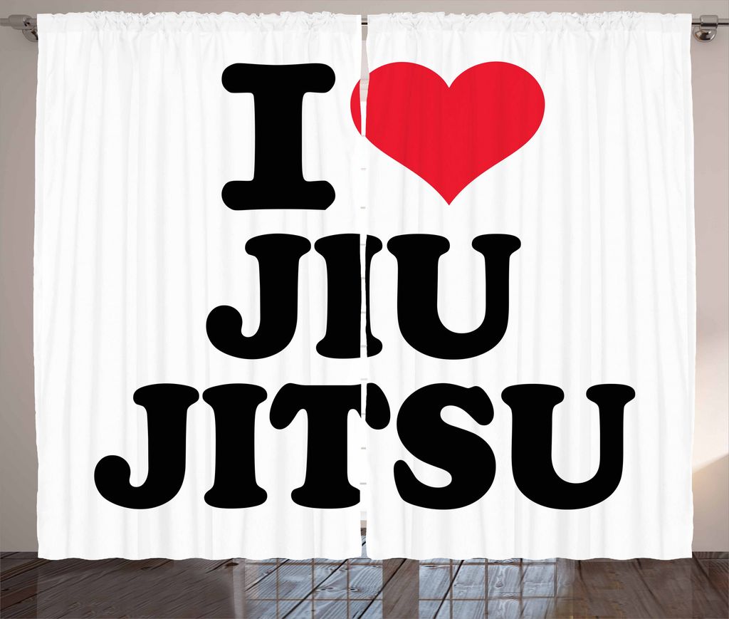 ABAKUHAUS Jiu Jitsu Rustikaler Gardine, I Love Typography, Schlafzimmer Kräuselband Vorhang mit Schlaufen und Haken, 280 x 175 cm, Schwarz Dunkel ...