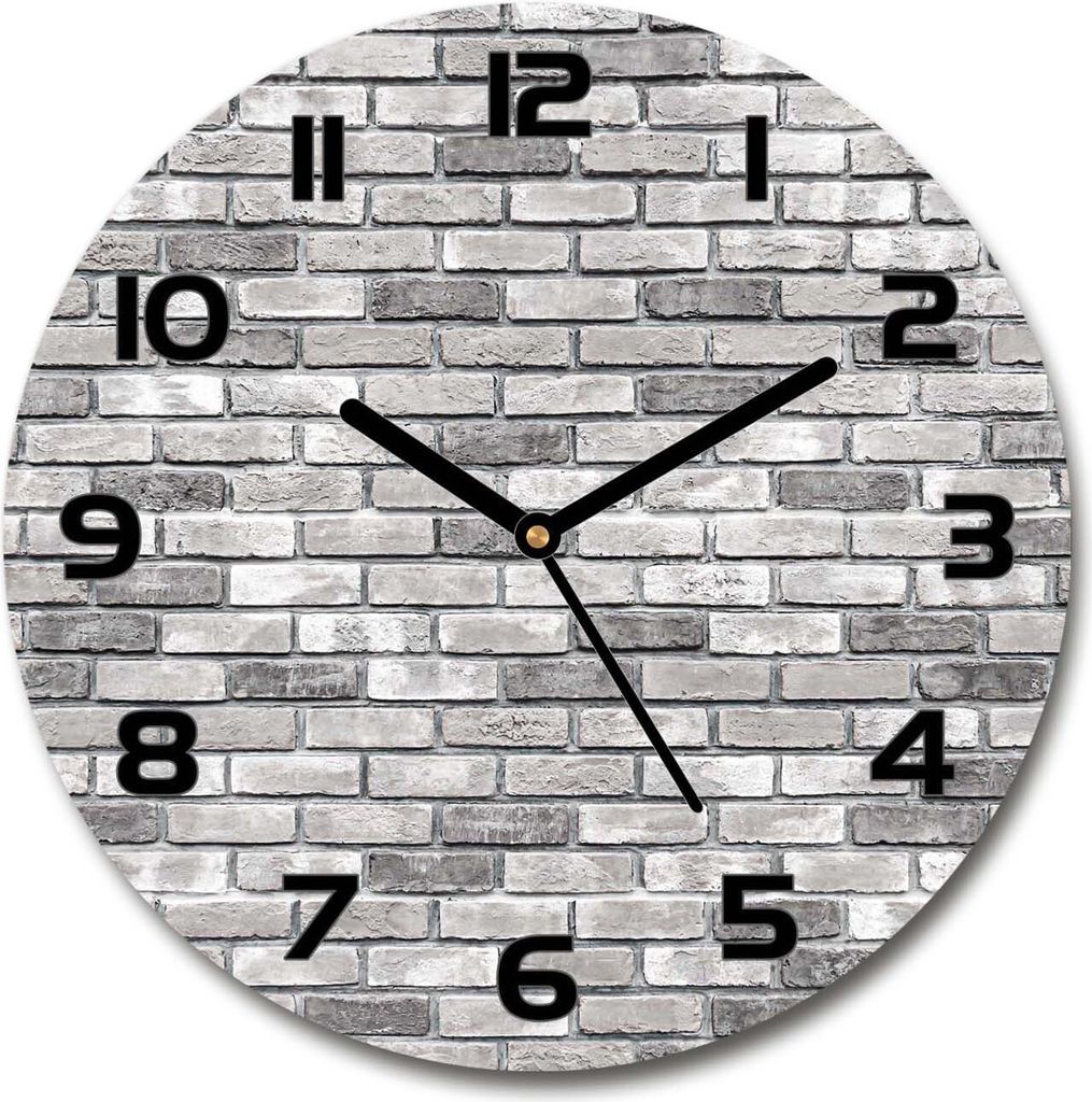 Wanduhr aus Glas 30fi Glasbild Glasuhr Gehärtetes Glas - schwarze-zeiger - Brick wall
