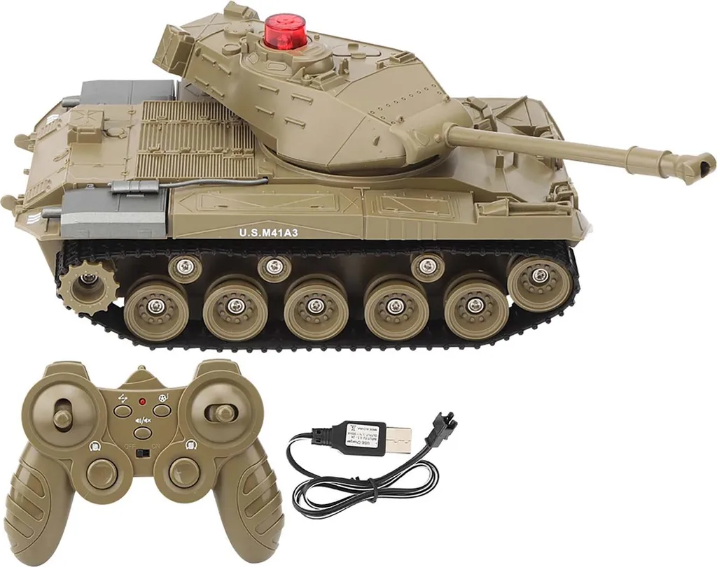 Char RC 1/30 avec rotation 360° et chenilles mobiles jouet haute qualité