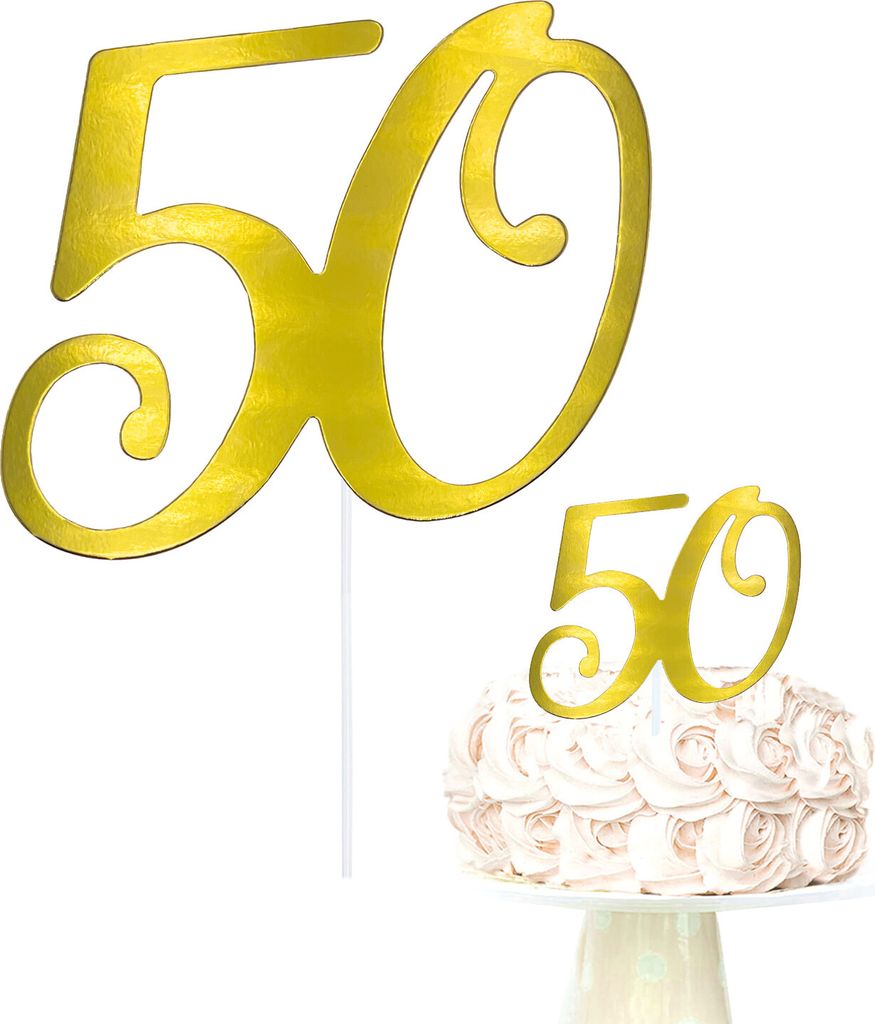 Oblique Unique Torten Topper Kuchen Muffin Aufsatz Zahl 50 für 50. Geburtstag Jubliäum Deko Cupcake Dekoration - gold