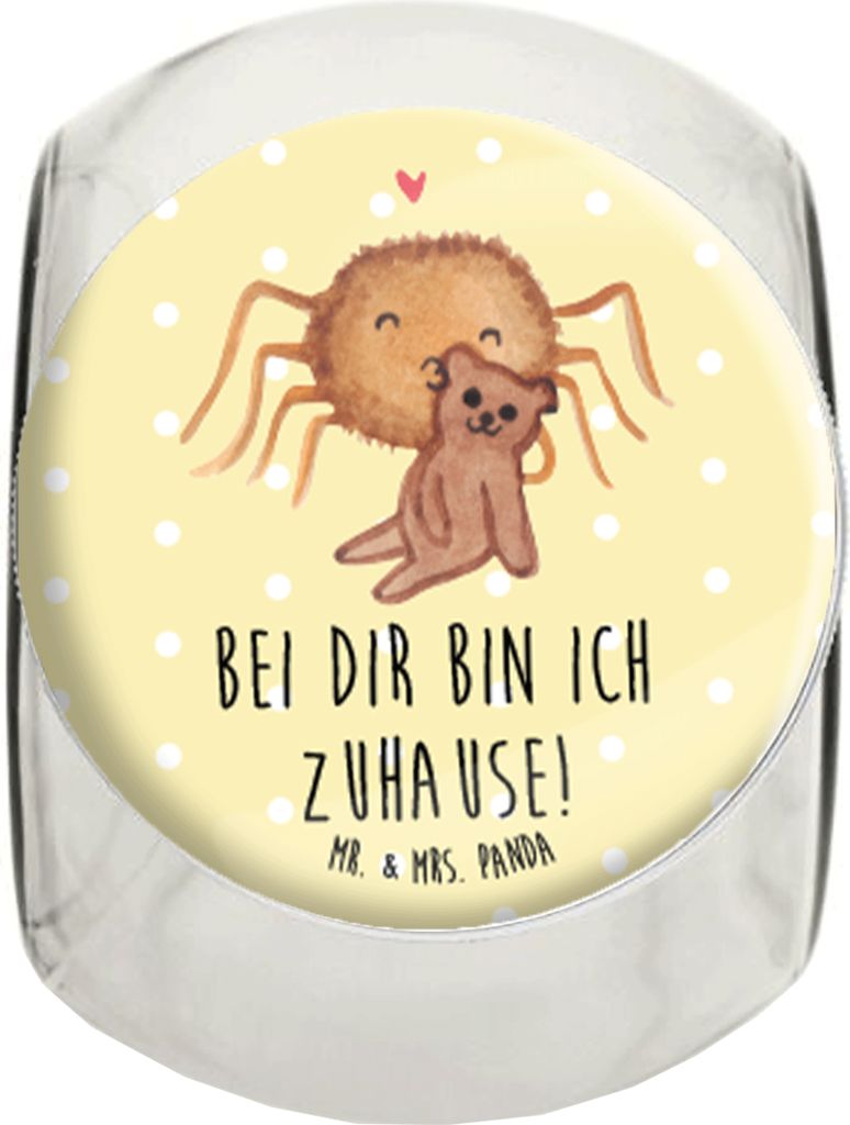 Mr. & Mrs. Panda Lebensmittelbehälter Spinne Agathe Teddy L 870ml - Gelb Pastell - Geschenk, Bonboniere, Treue, Süßigkeiten Glas, Vorratsbehält...