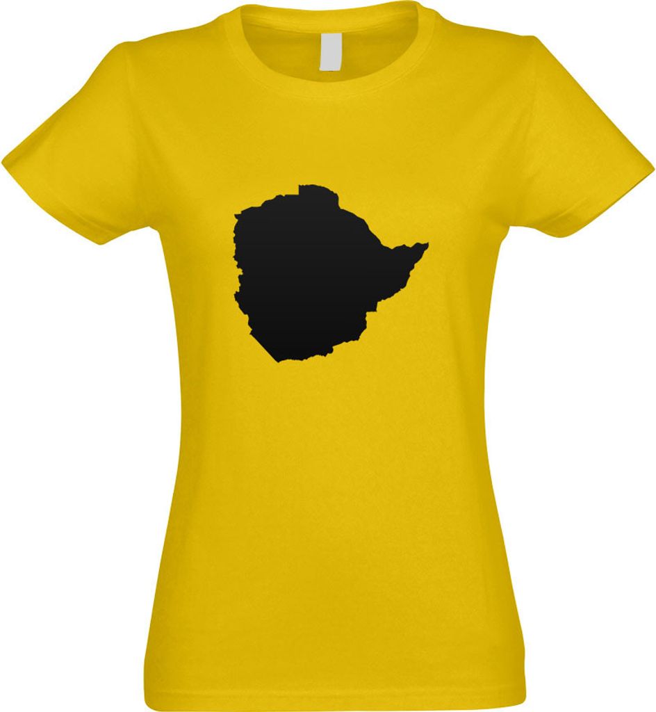 Kiwistar - T-Shirt tailliert - Damen - gelb - Simbabwe Umriss Kontur - mit Motiv Bedruckt - Funshirt Design - Sport - Freizeit - Damen - XL