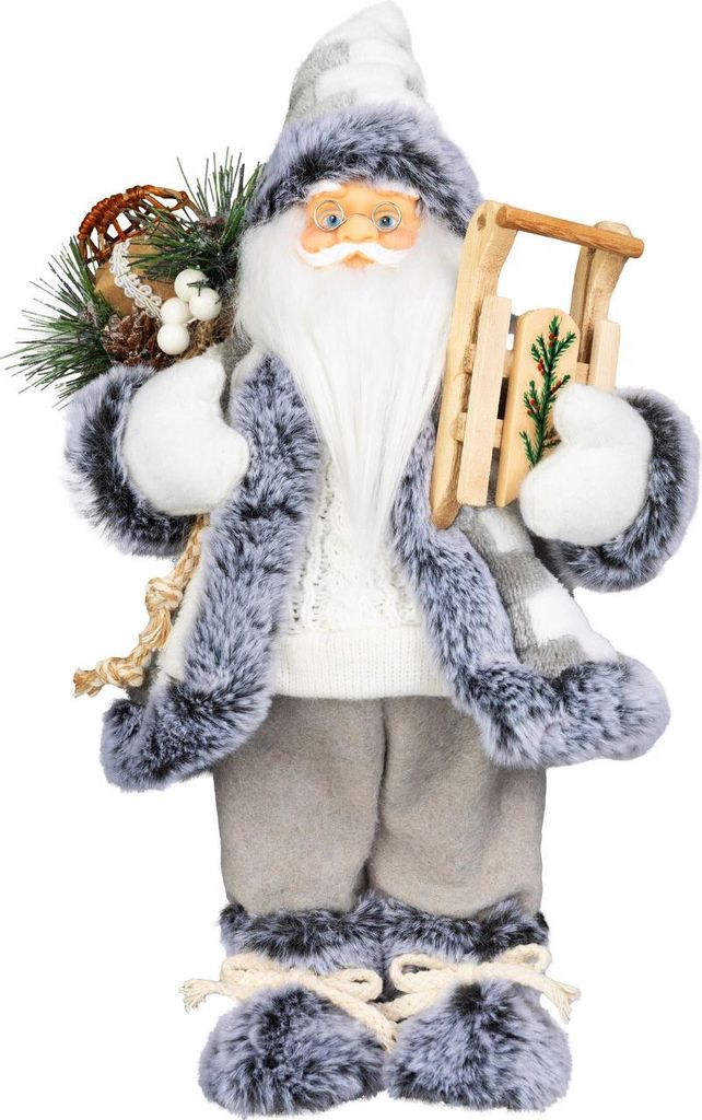 Dekoration MagicHome Weihnachten, Santa, weiß-grau, 45 cm Produktbild 