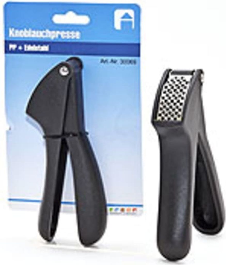 Knoblauchpresse 16 x 4,5 x 3 cm, Kunststoff + Edelstahl schwarz