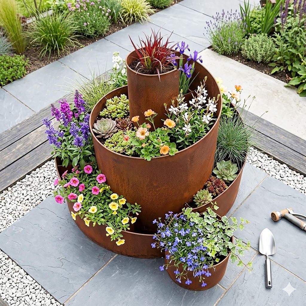 Kruterspirale Eisen - Natur Rost - ca. 58,5 x 43 x 41 cm