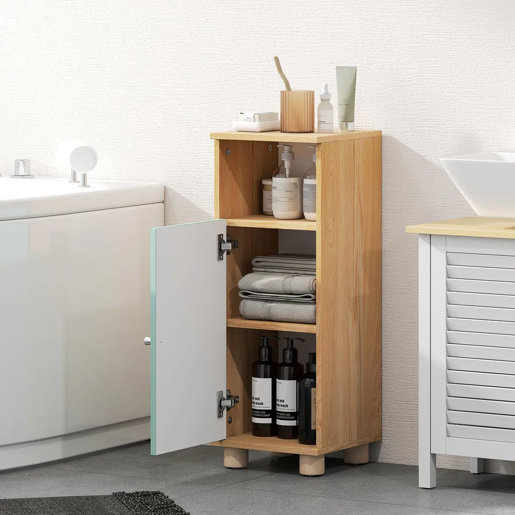 Meuble de salle de bain étroit vert 30x30x80cm avec placard de rangement - 9