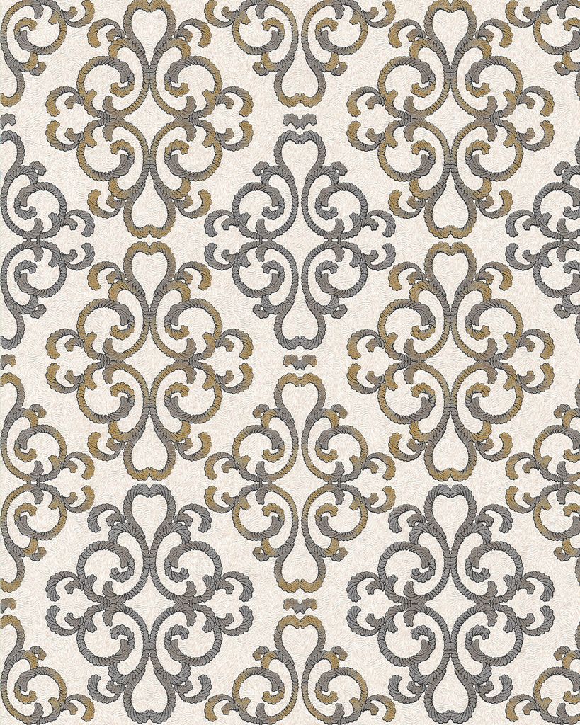 EDEM 85037BR33 Barock Tapete mit metallischen Akzenten creme platin gold 5,33 m2