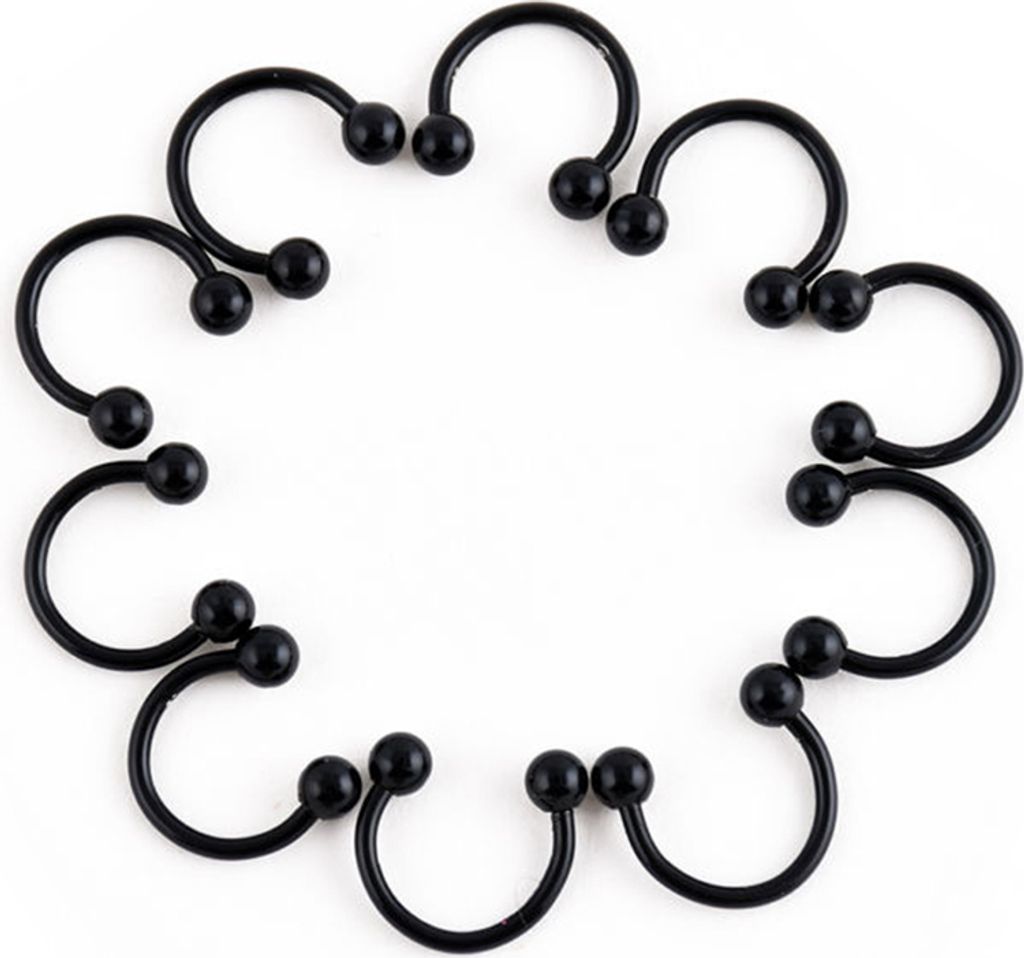 10-teiliges Edelstahl-Piercing-Set in Hufeisenform für Lippen, Nase, Ohrstecker, Piercing-Schwarz,8mm