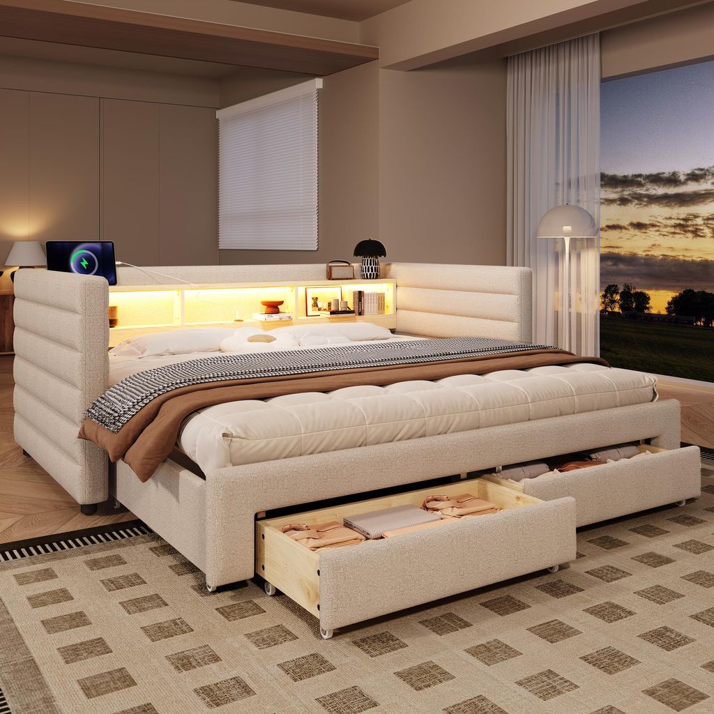 Flieks Schlafsofa Polsterbett 90x190cm mit Led und Produktbild 