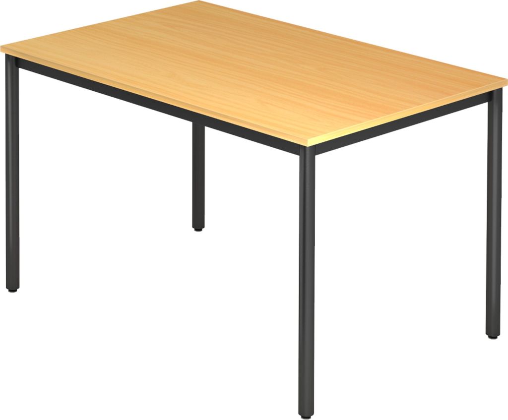 bümö Besprechungstisch Serie-D - Nachbildung: Buche, tischfuss: Rundrohr schwarz, Größe: 120x80 cm