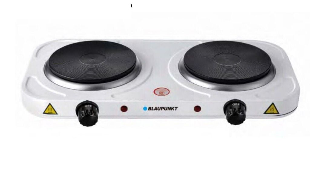Blaupunkt MEN754 Kochplatte elektrisch 2 Platten, Herdplatte 2000W, Doppel-Kochplatte, ideal für Camping, Küche und Büro, Thermostat stufenlos