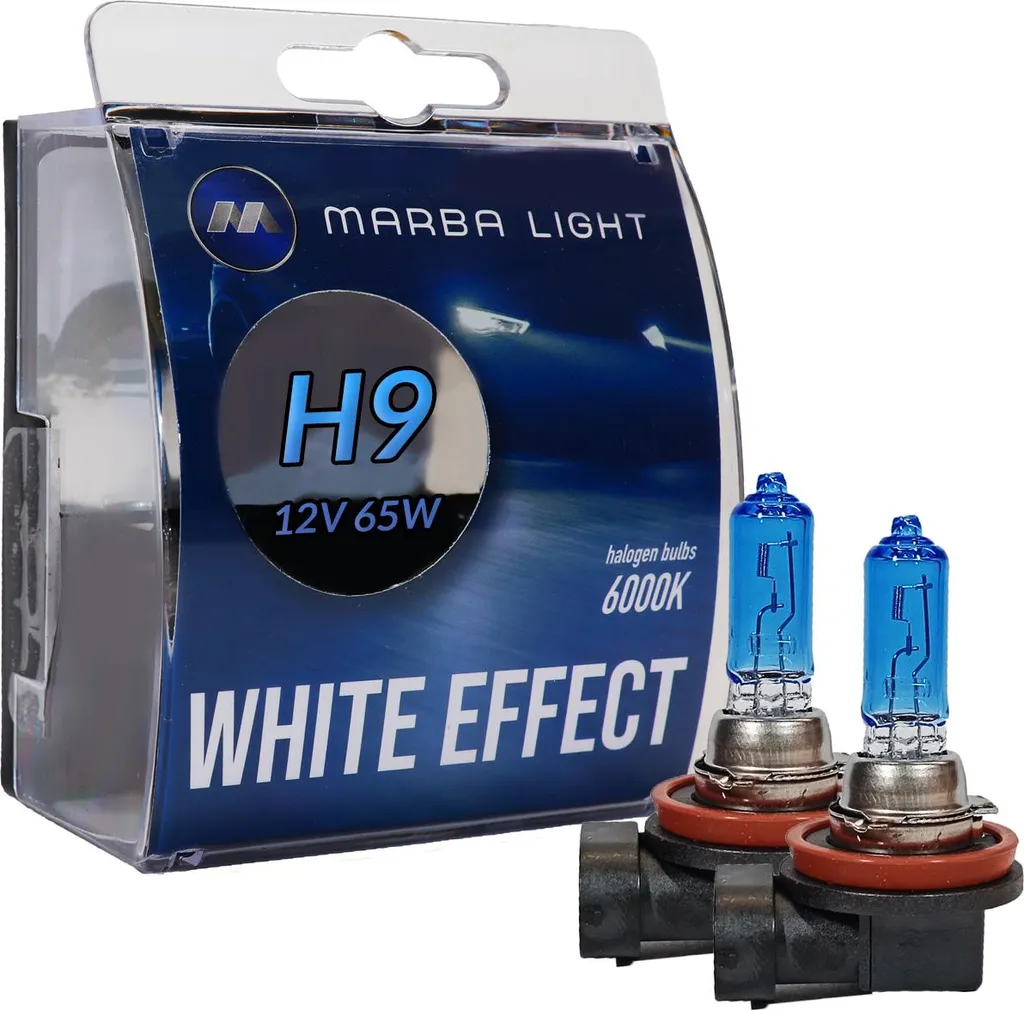Ampoules H9 Effet Blanc 65W Marba Light pour feux de route et croisement