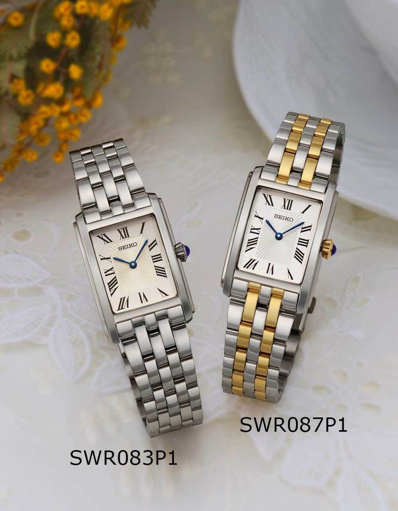 Seiko Uhr Analog Edelstahl Silber Rechteckig 22 mm