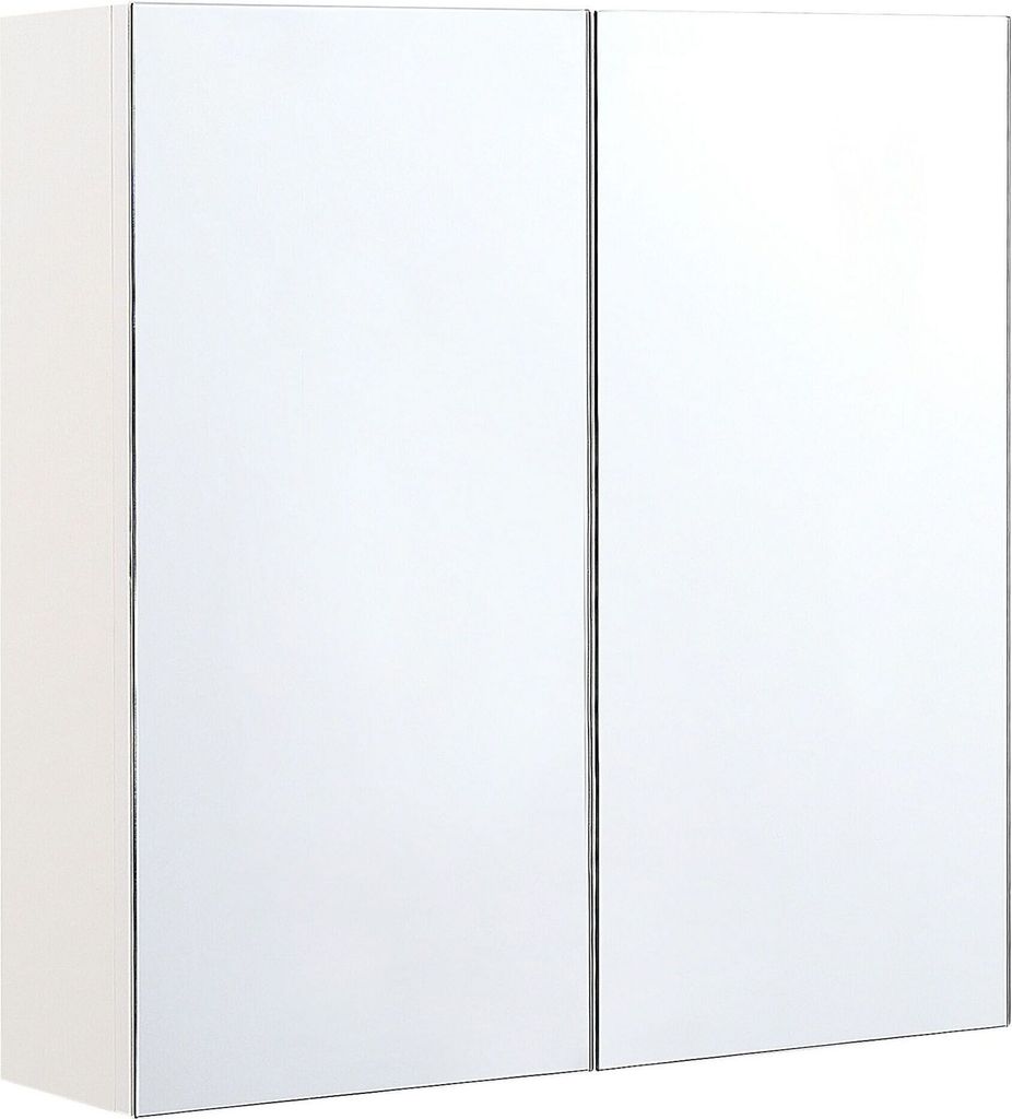 BELIANI Bad Spiegelschrank Weiß Sperrplatte 1 türig 60 x 60 cm mit Fächern Wandeinbau Modern Trendy Badezimmer Möbel