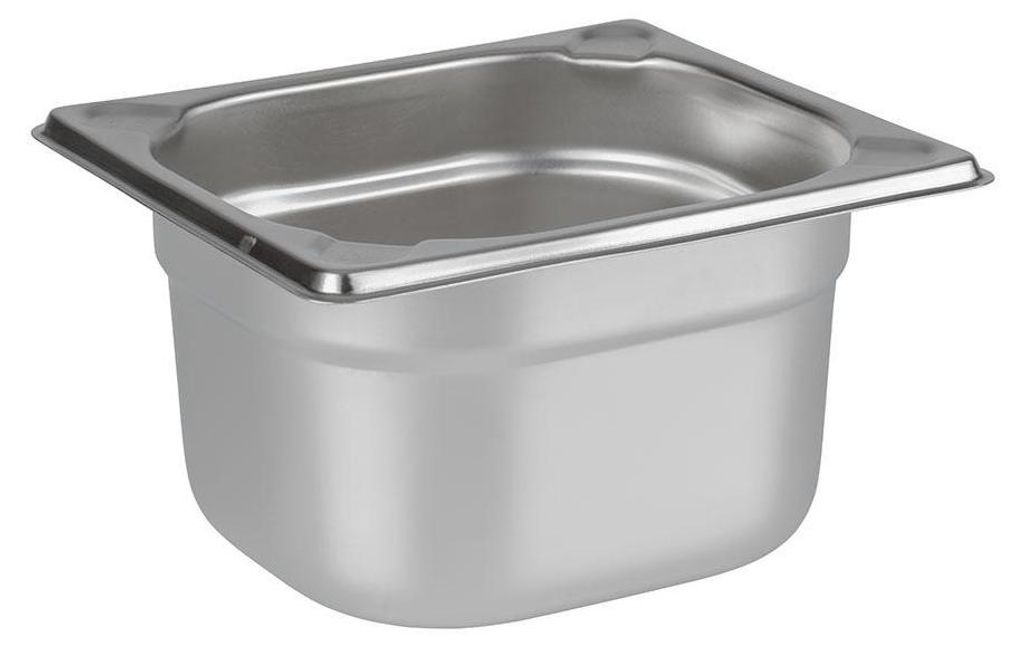 APS 81604 GN 1/6 Behälter, Edelstahl, 17,6 x 16,2 cm, Tiefe 100 mm, 1,6 Liter