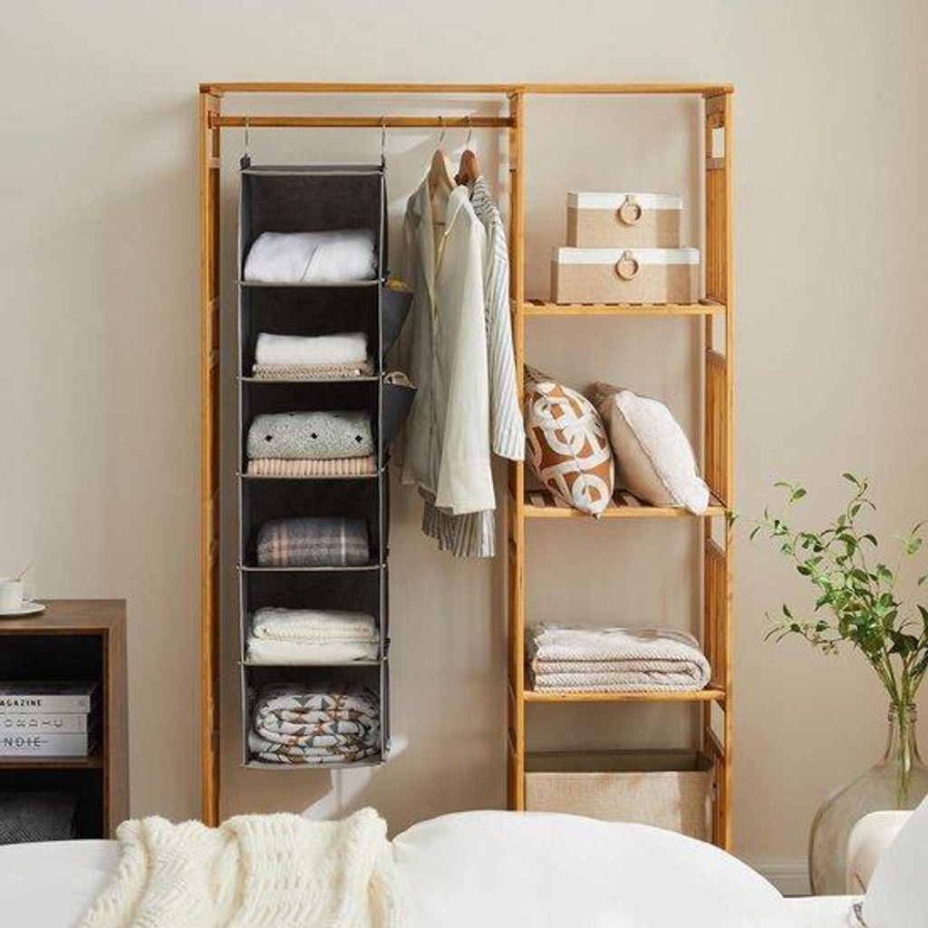 Opvouwbare, 6 niveau, aan de muur hangende Kledingorganizer in Grau